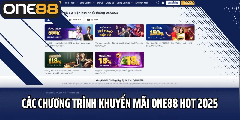 Các chương trình khuyến mãi ONE88 hot 2025